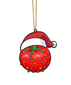 Gearhumans 3D Christmas Santa Hat Tomato Fruit Christmas Custom Ornament