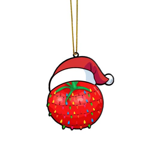 Gearhumans 3D Christmas Santa Hat Tomato Fruit Christmas Custom Ornament 1 Gearhumans 3D Christmas Santa Hat Tomato Fruit Christmas Custom Ornament