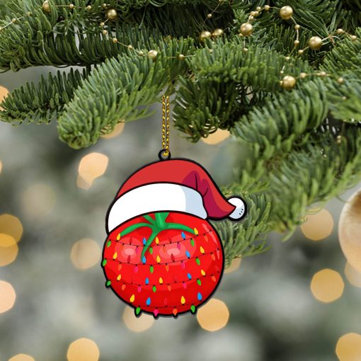 Gearhumans 3D Christmas Santa Hat Tomato Fruit Christmas Custom Ornament 5 Gearhumans 3D Christmas Santa Hat Tomato Fruit Christmas Custom Ornament - Image 5