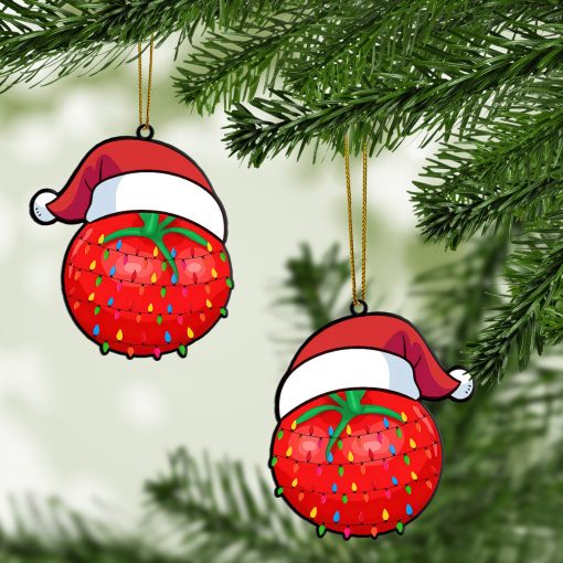 Gearhumans 3D Christmas Santa Hat Tomato Fruit Christmas Custom Ornament 3 Gearhumans 3D Christmas Santa Hat Tomato Fruit Christmas Custom Ornament - Image 3