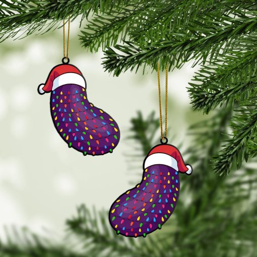 Gearhumans 3D Christmas Santa Hat Eggplant Fruit Christmas Custom Ornament 2 Gearhumans 3D Christmas Santa Hat Eggplant Fruit Christmas Custom Ornament - Image 2