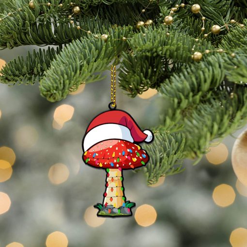 Gearhumans 3D Fruit Christmas Santa Hat Mushroom Christmas Custom Ornament - Image 2