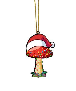 Gearhumans 3D Fruit Christmas Santa Hat Mushroom Christmas Custom Ornament