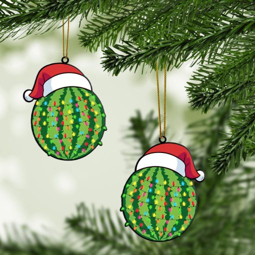Gearhumans 3D Christmas Santa Hat Watermelon Fruit Christmas Custom Ornament