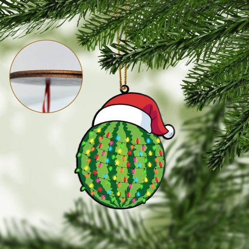 Gearhumans 3D Christmas Santa Hat Watermelon Fruit Christmas Custom Ornament
