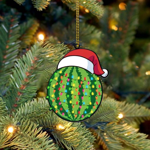 Gearhumans 3D Christmas Santa Hat Watermelon Fruit Christmas Custom Ornament
