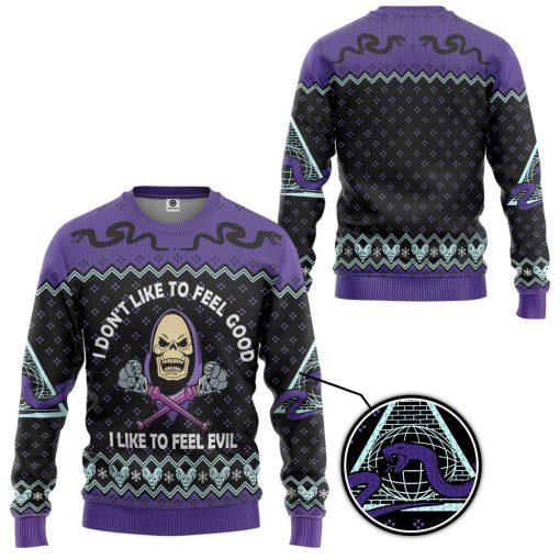 Gearhumans 3D Skeletor He Man I Like To Feel Evil Christmas Custom Ugly Long sleeve