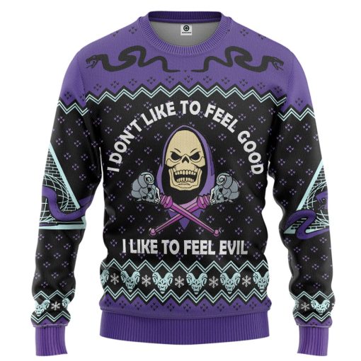 Gearhumans 3D Skeletor He Man I Like To Feel Evil Christmas Custom Ugly Long sleeve