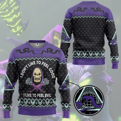 Gearhumans 3D Skeletor He Man I Like To Feel Evil Christmas Custom Ugly Long sleeve