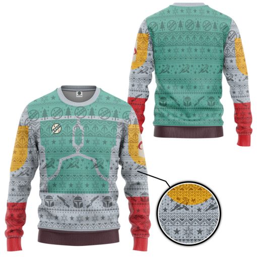 Gearhumans 3D S.W Boba Fett Ugly Christmas Custom Ugly Long Sleeve