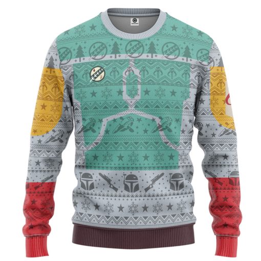 Gearhumans 3D S.W Boba Fett Ugly Christmas Custom Ugly Long Sleeve - Image 2