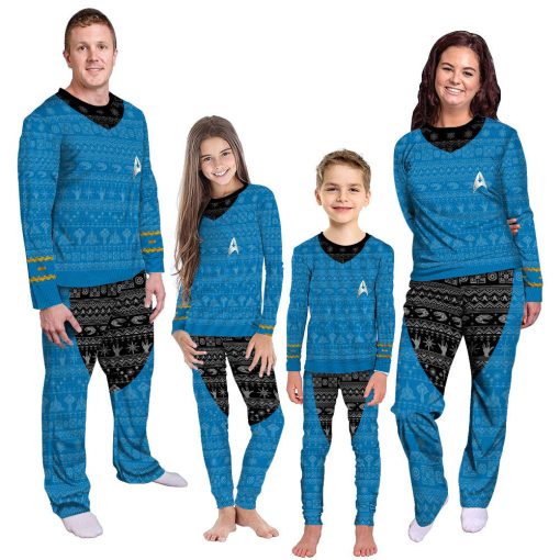Gearhumans 3D S.T The Original Series 1966 1969 Blue Ugly Christmas Custom Pajamas Set
