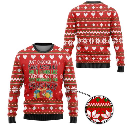Gearhumans 3D Just Checked My Bank Account Christmas Custom Ugly Long Sleeve - Image 2