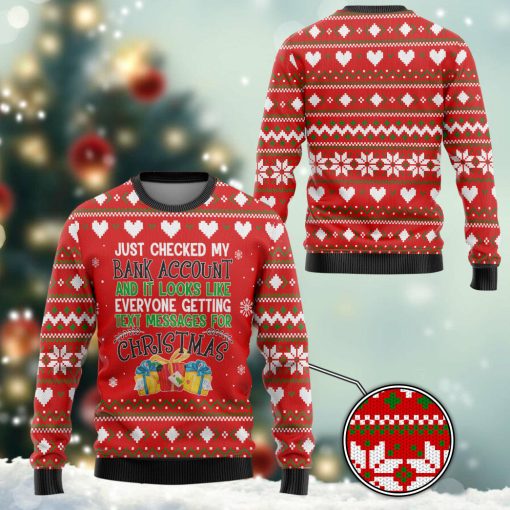 Gearhumans 3D Just Checked My Bank Account Christmas Custom Ugly Long Sleeve - Image 3