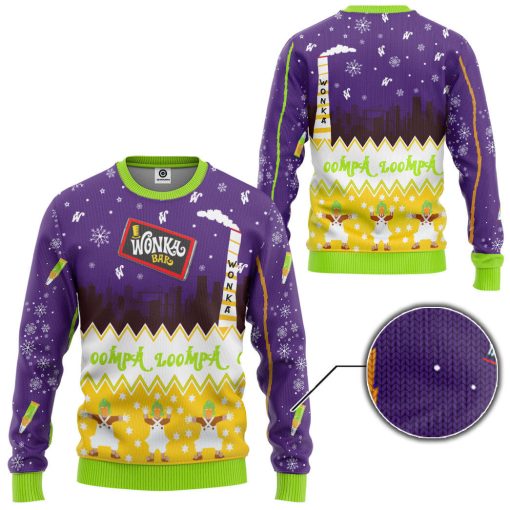 Gearhumans 3D Willy Wonka & The Chocolate Factory Christmas Ugly Christmas Custom Ugly Sweater