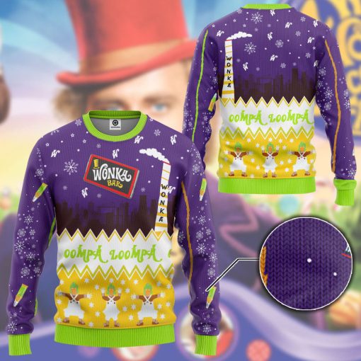 Gearhumans 3D Willy Wonka & The Chocolate Factory Christmas Ugly Christmas Custom Ugly Sweater