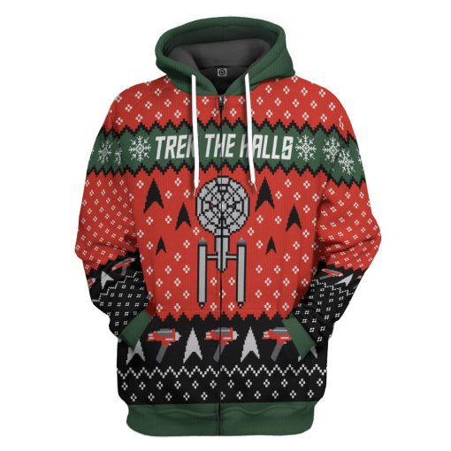 Gearhumans 3D S.T Trek The Halls Christmas Edition Custom Hoodie Tshirt Apparel - Image 4