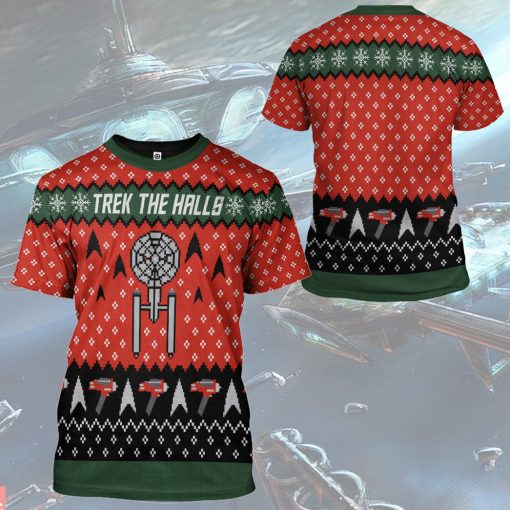 Gearhumans 3D S.T Trek The Halls Christmas Edition Custom Hoodie Tshirt Apparel - Image 9