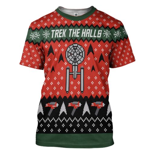 Gearhumans 3D S.T Trek The Halls Christmas Edition Custom Hoodie Tshirt Apparel - Image 3