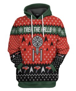 Gearhumans 3D S.T Trek The Halls Christmas Edition Custom Hoodie Tshirt Apparel