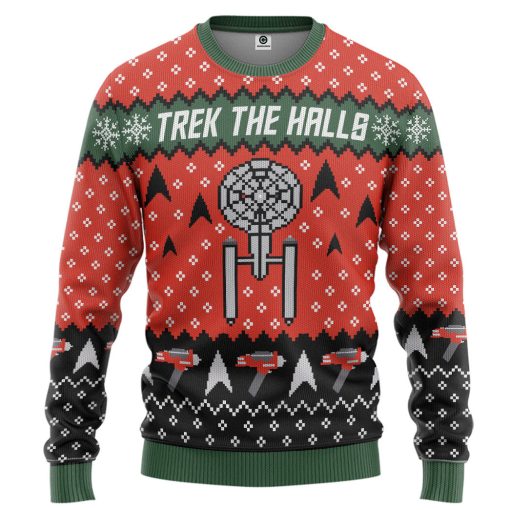 Gearhumans 3D S.T Trek The Halls Christmas Edition Custom Hoodie Tshirt Apparel - Image 2