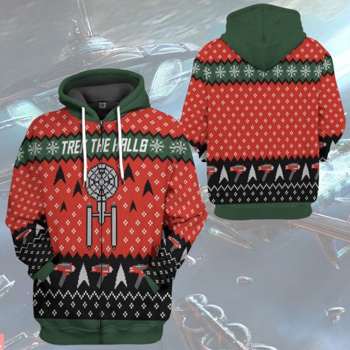 Gearhumans 3D S.T Trek The Halls Christmas Edition Custom Hoodie Tshirt Apparel - Image 11