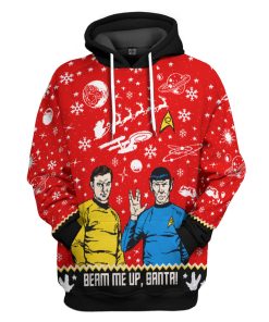 Gearhumans 3D S.T Beam Me Up Santa Custom Hoodie Tshirt Apparel