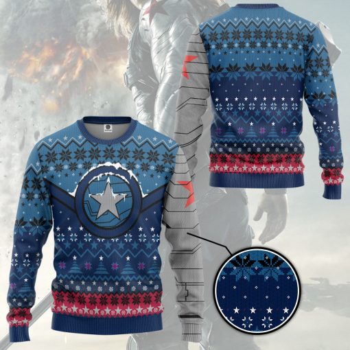 Gearhumans 3D Winter Soldier Star Of Bucky Christmas Custom Ugly Long sleeve - Image 2