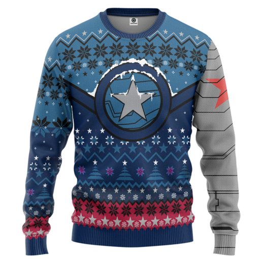 Gearhumans 3D Winter Soldier Star Of Bucky Christmas Custom Ugly Long sleeve - Image 3