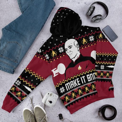 Gearhumans 3D S.T Make It Snow With Captian Jean Luc Picard Christmas Custom Hoodie Tshirt Apparel - Image 13