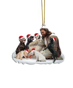 Gearhumans 3D Jesus Surrounded By Labrador Dogs Christmas Custom Ornament