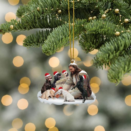 Gearhumans 3D Jesus Surrounded By Labrador Dogs Christmas Custom Ornament - Image 4