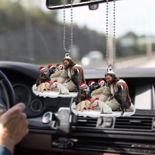 Gearhumans 3D Jesus Surrounded By Labrador Dogs Christmas Custom Ornament - Image 2