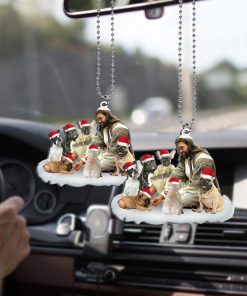 Gearhumans 3D Jesus Surrounded By French Bulldogs Christmas Custom Ornament