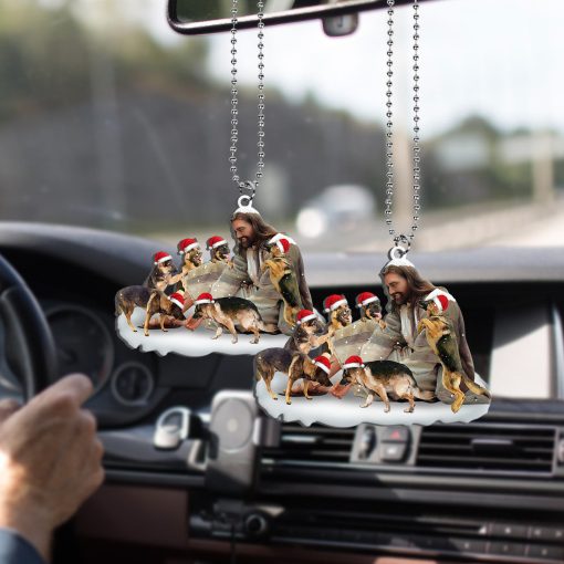 Gearhumans 3D Jesus Surrounded By German Shepherd Dogs Christmas Custom Ornament - Image 3