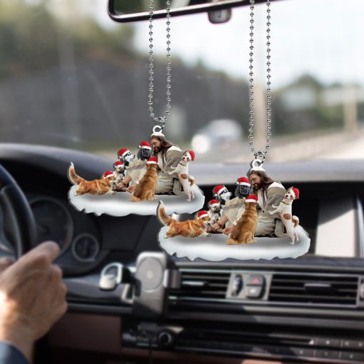 Gearhumans 3D Jesus Surrounded By Dogs Christmas Custom Ornament - Image 2