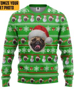 Gearhumans 3D Dog Pet Christmas Custom Photo Ugly Long sleeve