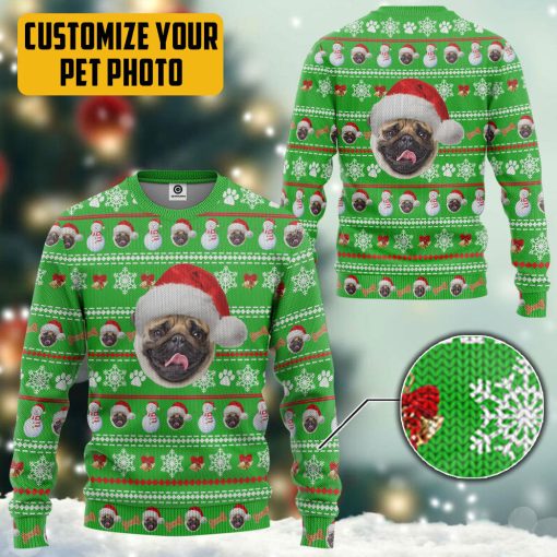 Gearhumans 3D Dog Pet Christmas Custom Photo Ugly Long sleeve - Image 5