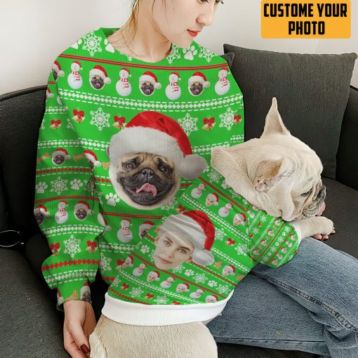 Gearhumans 3D Dog Pet Christmas Custom Photo Ugly Long sleeve - Image 11