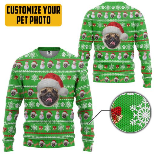Gearhumans 3D Dog Pet Christmas Custom Photo Ugly Long sleeve - Image 3