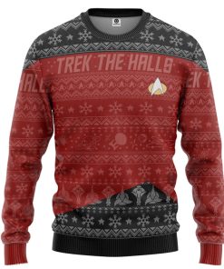 Gearhumans 3D S.T The Next Generation 1987 Red Ugly Christmas Ver 2 Custom Ugly Long sleeve