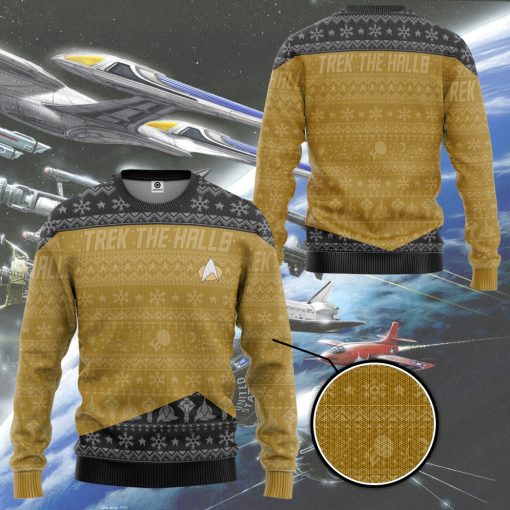 Gearhumans 3D S.T The Next Generation 1987 Yellow Ugly Christmas Ver 2 Custom Ugly Long sleeve - Image 3