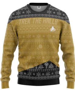 Gearhumans 3D S.T The Next Generation 1987 Yellow Ugly Christmas Ver 2 Custom Ugly Long sleeve