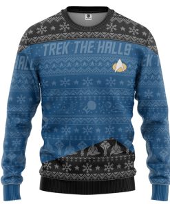 Gearhumans 3D S.T The Next Generation 1987 Blue Ugly Christmas Ver 2 Custom Ugly Long Sleeve