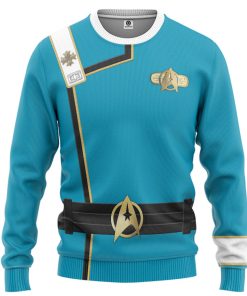 Gearhumans 3D S.T Wrath of Khan Starfleet Blue Uniform Custom Ugly Long Sleeve