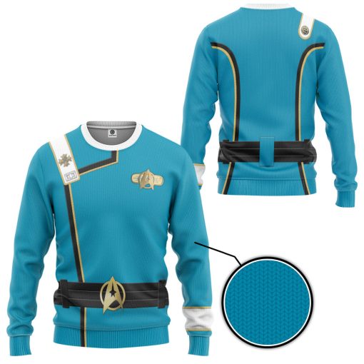Gearhumans 3D S.T Wrath of Khan Starfleet Blue Uniform Custom Ugly Long Sleeve 4 Gearhumans 3D S.T Wrath of Khan Starfleet Blue Uniform Custom Ugly Long Sleeve - Image 3