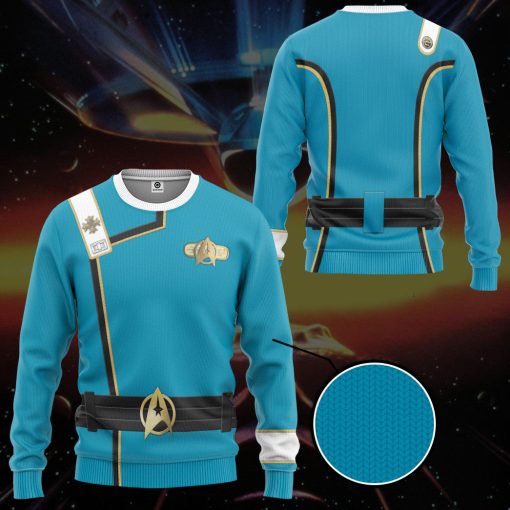 Gearhumans 3D S.T Wrath of Khan Starfleet Blue Uniform Custom Ugly Long Sleeve 6 Gearhumans 3D S.T Wrath of Khan Starfleet Blue Uniform Custom Ugly Long Sleeve - Image 5