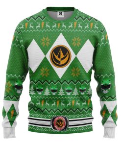 Gearhumans 3D MMPR Green Ranger Christmas Custom Ugly Long sleeve