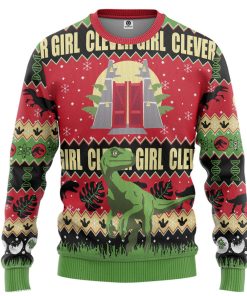 Gearhumans 3D Jurassic Park Clever Girl Ugly Christmas Custom Ugly Long sleeve