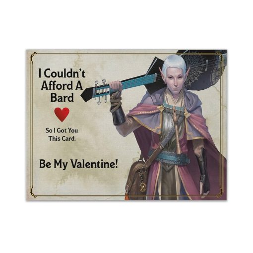 Gearhumans 3D DnD I Couldnt Afford Bard Be My Valentine Custom Canvas